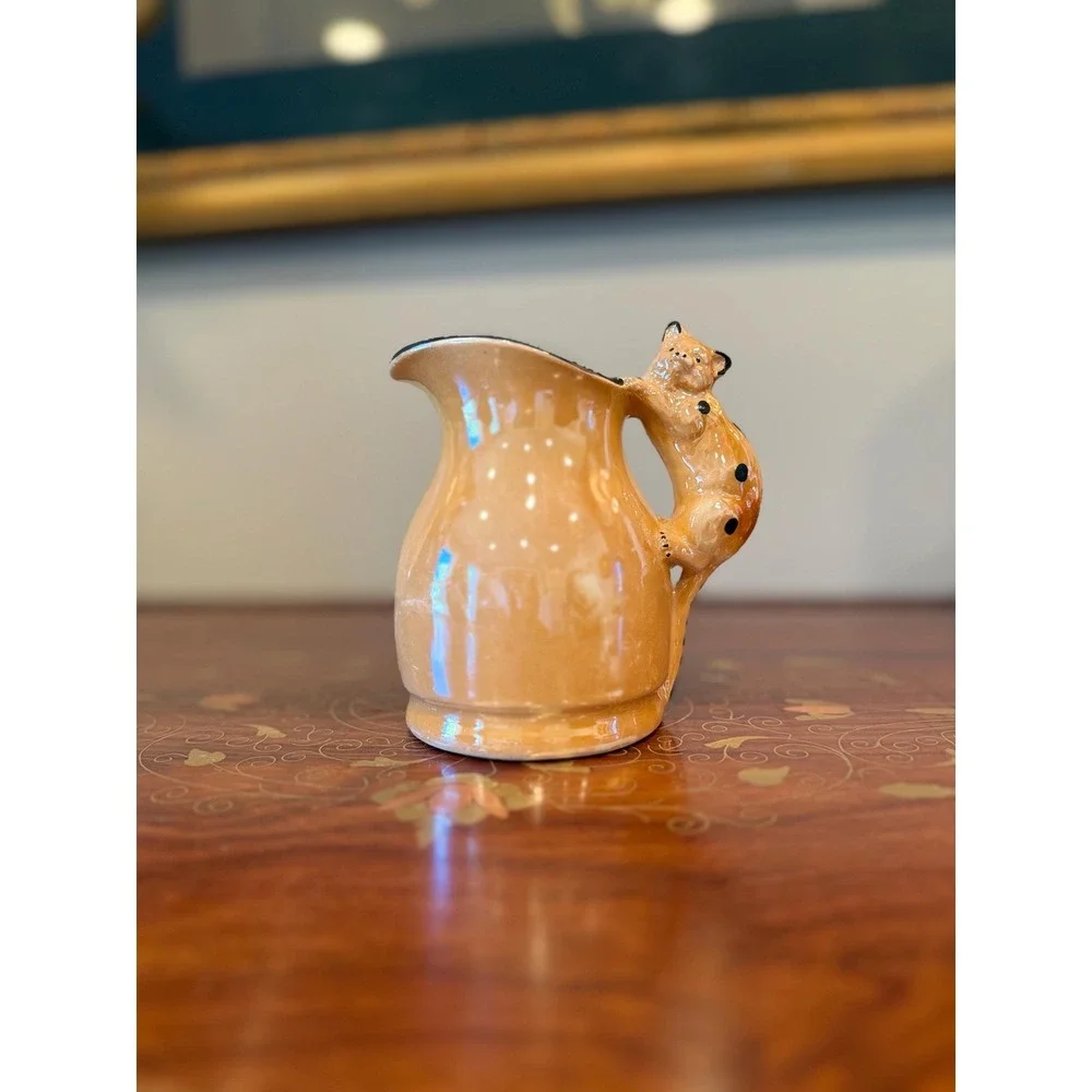 Vintage Cat Creamer Pitcher • Figural Ceramic Kitty Cream Jug